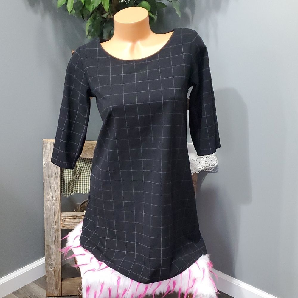 American Apparel plaid long 3/4 sleeve dress XS EUC